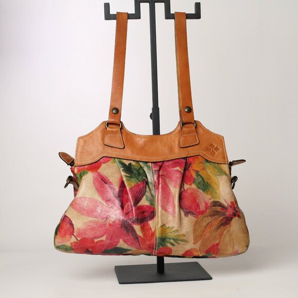 Leather Patricia Nash Large Multi Color Floral Design Handbag - Picture 2 of 11